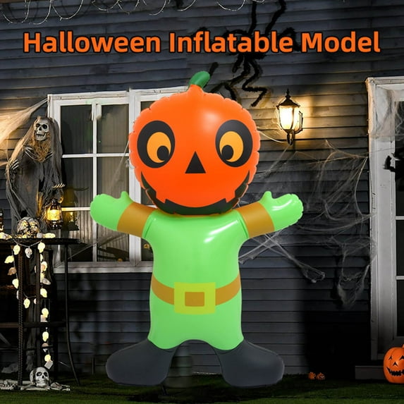 Dserhfy Halloween Inflatable Pumpkin Decoration Spooky Giant Blow Up Figure with Pumpkin Head for Lawn Yard Party Garden Outdoor Decoration