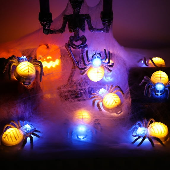 Dserhfy Halloween Light-up Spider Figurine Realistic Plastic Spider Animal Figure with LED Light for Halloween Indoor Outdoor Home Party Decor