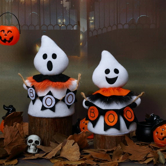 Dserhfy Halloween Plush Ghost Figurine Cute Small Ghost Statue Handmade Ghost Doll Table Ornaments for Halloween Home Decor