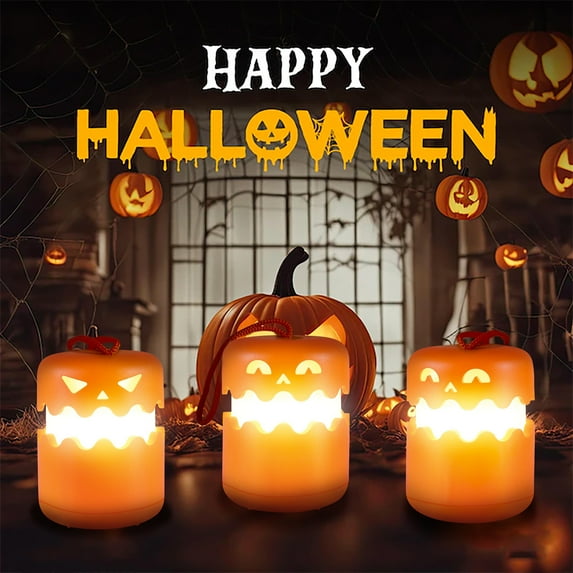 Dserhfy Halloween Portable Pumpkin Lantern with Lanyard Collapsible Battery Operated LED Pumpkin Light for Indoor Outdoor Decoration
