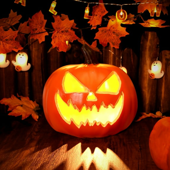 Dserhfy Halloween Pumpkin Lantern Battery Operated Plastic Pumpkin Statue Light Up Pumpkin Lamp Halloween Home Table Decor