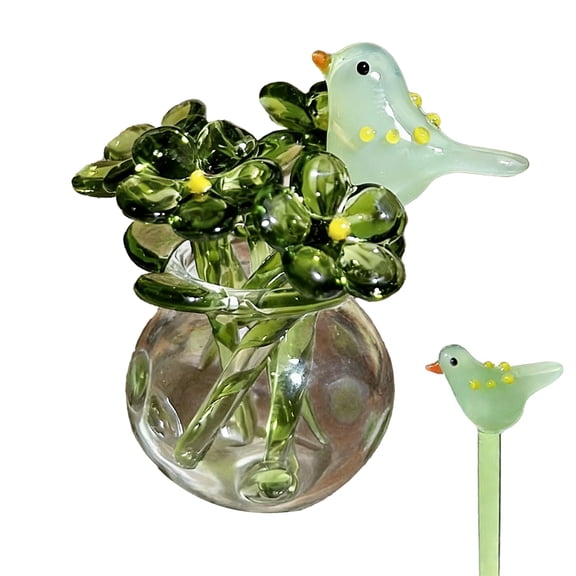 wutoase Hand Blown, Mini Glass Figurines Collectible Tiny Bee Bird Dragonfly Butterfly Sculpture with Stem for Home Office Birthday Anniversary Gift