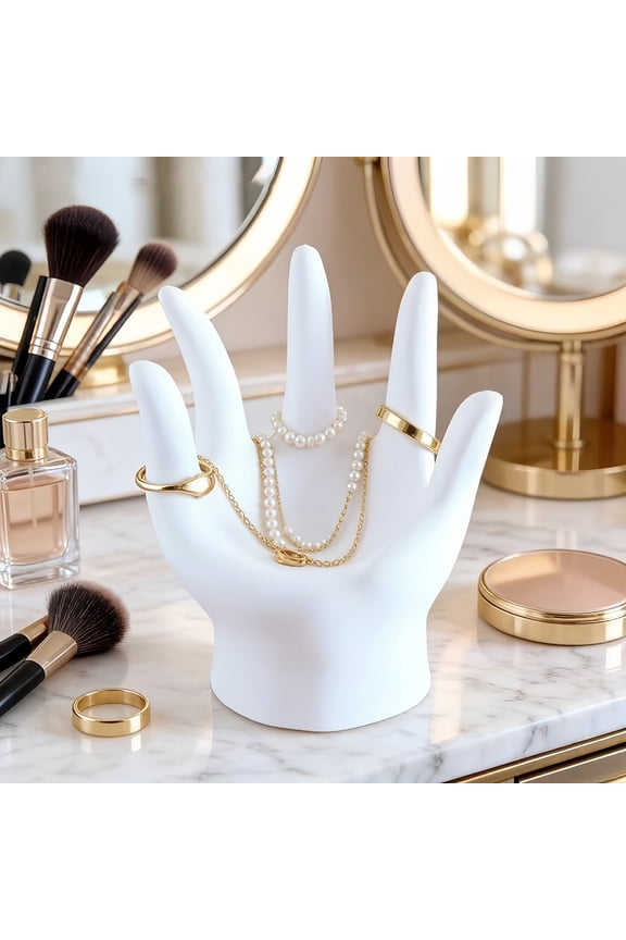 Hand Jewelry Display Holder 3D Printed Palm Shape Jewelry Organizer Stand Compact Desktop Storage Rack for Rings Necklaces Bracelets Art Decor Gift