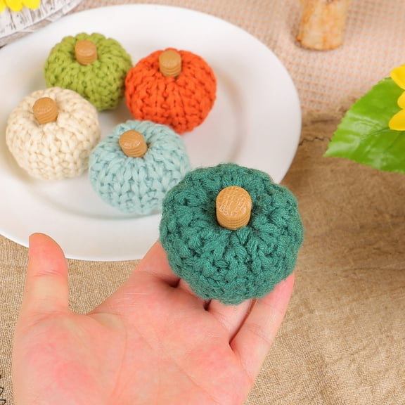 Dserhfy Handmade Knitted Pumpkin Ornaments Colorful Yarn Pumpkin Decoration Cute Hand Woven Mini Pumpkin Decor Party Supplies