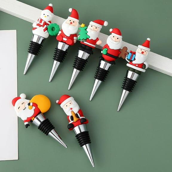 Dserhfy Leak-proof Christmas Wine Stopper Food Grade Creative Cartoon Fresh-keeping Santa Claus Wine Bottle Plug Party Supplies