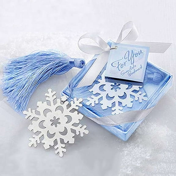 Dserhfy Lovely Cute Snowflake Creative Alloy Bookmark with Ribbon Box Gift Wedding Decor