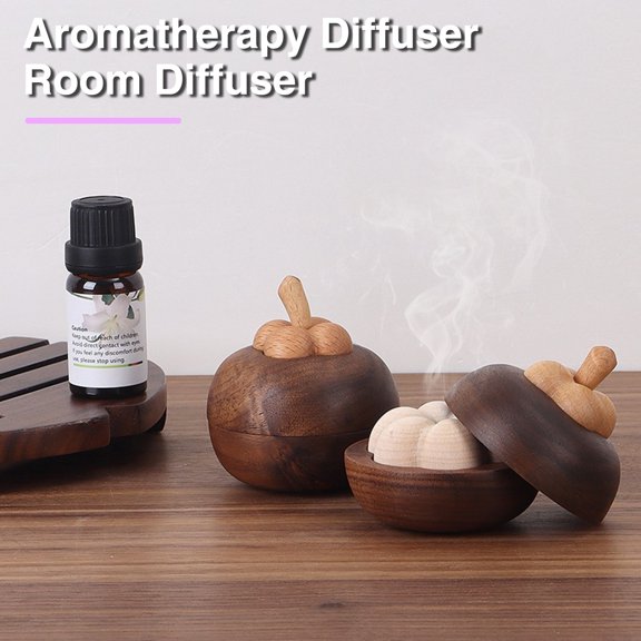 Dserhfy Mangosteen Shape Aromatherapy Fragrance Diffuser Ornament Beech Solid Wood Creative Essential Oil Diffuser Household Air Purifier Diffuser for Living Room Bedroom Bathroom