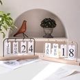 thumbnail image 1 of Dserhfy Metal Flip Calendar with Wooden Base Daily Perpetual Desk Calendar Turn Page Month Date Display Standing Desktop Planner for Office Home, 1 of 7