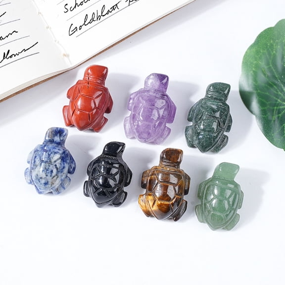 wutoase Natural Stone Turtle Figurine, Hand-Carved Micro Landscape Ornament, Good Luck Longevity Statue for Fish Tank, Home & Garden Decor
