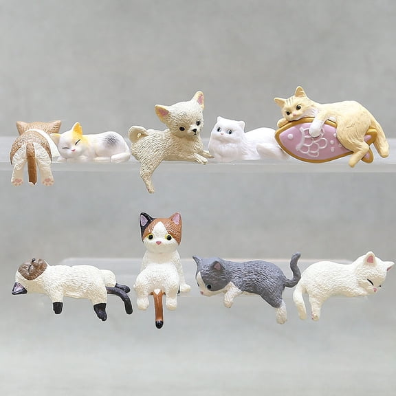 Dserhfy Mini Cat Figurine Collectible Kitten Ornament Cake Topper Tabletop Miniature Cat Sculpture for Desk Bookshelf Car Children Cat Lovers Gift