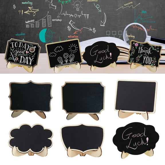 Dserhfy Mini Chalkboard with Stand Reusable Small Blackboard Ornament Erasable Wooden Message Board Sign Desktop Decoration