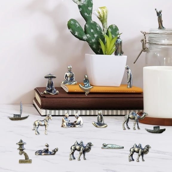Dserhfy Miniature Desktop Figurine Retro Buddha/Boat/Horse/Meditating Zen Alloy Sculpture Statue Handmade Micro Ornament for Home Table Decoration