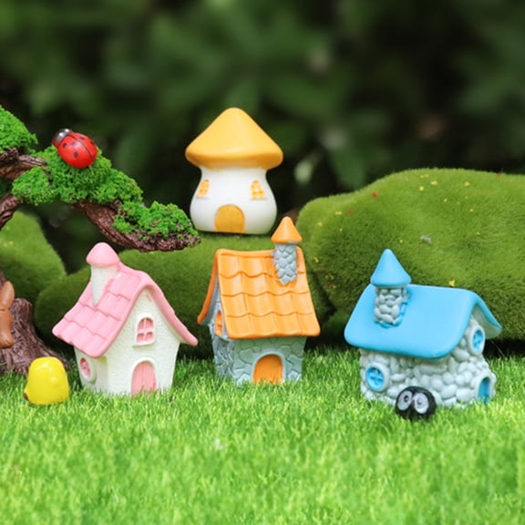 wutoase Miniature Resin House, Fairy Garden Accessory, Tiny Village Figurine for Bonsai Terrarium, Micro Landscape Craft, Mini Decor for Plant Pot