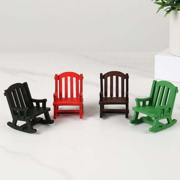Dserhfy Miniature Rocking Chair 1:12/1:16 Scale Decorative Models Wood Mini Size Chair Figure Dollhouse Interior Design Accessories