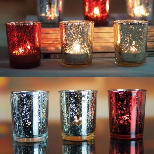 Dserhfy Mosaic Glass Tealight Votive Candle Holder for Wedding Party Bar Home Decor