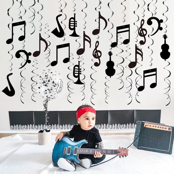 Dserhfy Music Note Hanging Swirls Decorations Musical Foil Whirl Cutout Spiral Ceiling Decoration for Music Theme Party Wedding Baby Shower Birthday Supplies