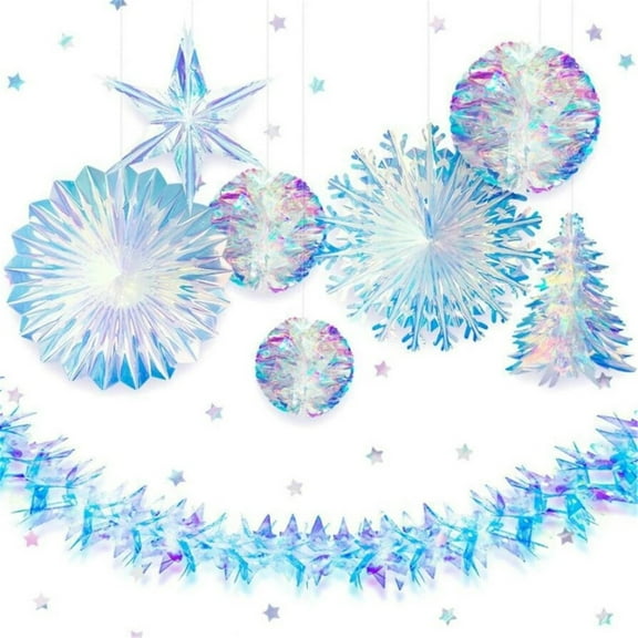 Dserhfy Neon 3D Snowflakes for Home Christmas Tree Garlands Decorations Party Supplies