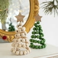 thumbnail image 1 of Dserhfy Nordic Wooden Spiral Christmas Tree Ornament Rustic Beaded Boho Christmas Tree Figurine for Home Office Farmhouse Centerpiece, 1 of 8