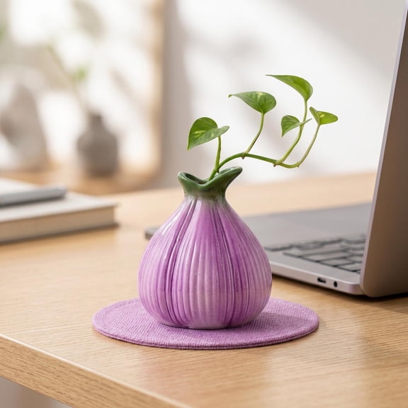 Dserhfy Onion Shape Ceramic Vase Small Decorative Flower Vase Hydroponic Plant Holder for Living Room Wedding Party Home Kitchen Table Decor