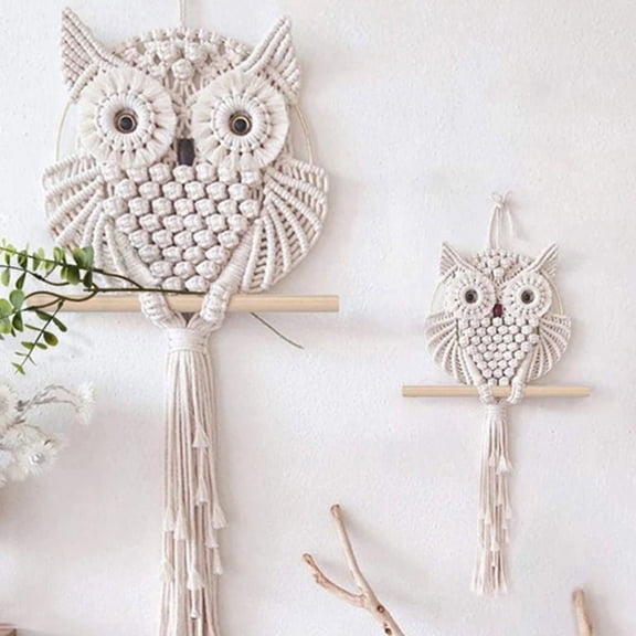 Dserhfy Owl Macrame Art Wall Hanging Boho Handwoven Tapestry Decor Boho Ornament for Bedroom Living Room Kitchen