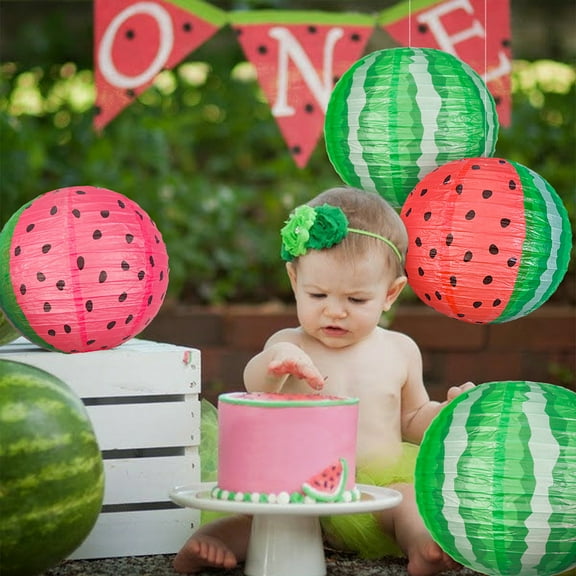 Dserhfy Paper Lantern Watermelon Shape Hawaii Party Beach Decorative Lantern Indoor Outdoor Festive Atmosphere Decor