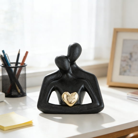 Dserhfy Romantic Couple Statue Ceramic Abstract Couple in Love Figurine for Bedroom TV Cabinet Home Shelf Decor Wedding Valentines Anniversary Gift