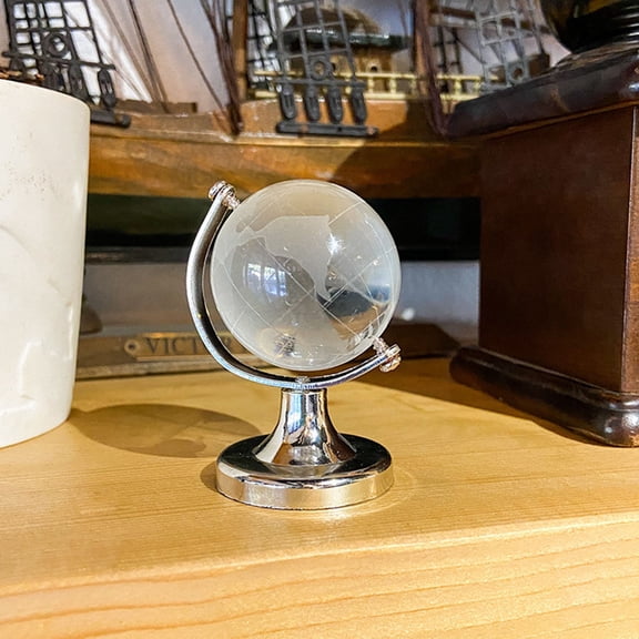 Dserhfy Round Earth Globe Delicate Practical Mini Artificial Crystal Sphere Ball for Office
