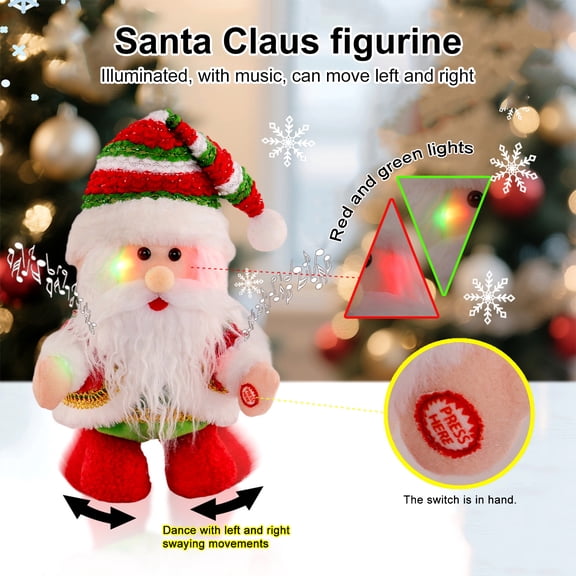 Dserhfy Santa Claus Ornament Electric Walking Singing Santa Toy with Funny Moves Songs Stuffed Christmas Doll Holiday Decoration