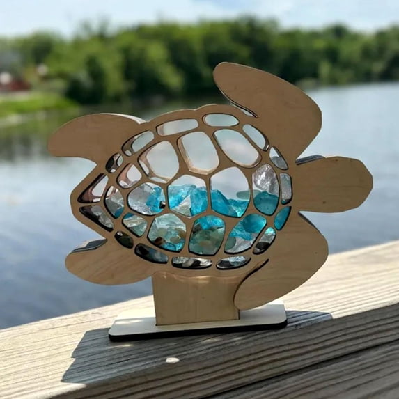 Dserhfy Sea Glass Display Box Sea Turtle Shaped Storage Box Coastal Seashell Keepsake Case for Shark Teeth Seashell Crystal Collection