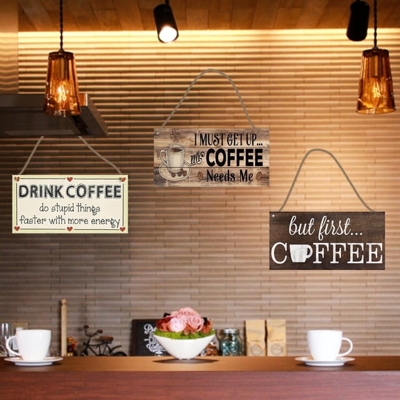 Dserhfy Sign Plaque Decorative Smooth Edge Wooden Coffee Elements Door Pendant for Cafe Shop