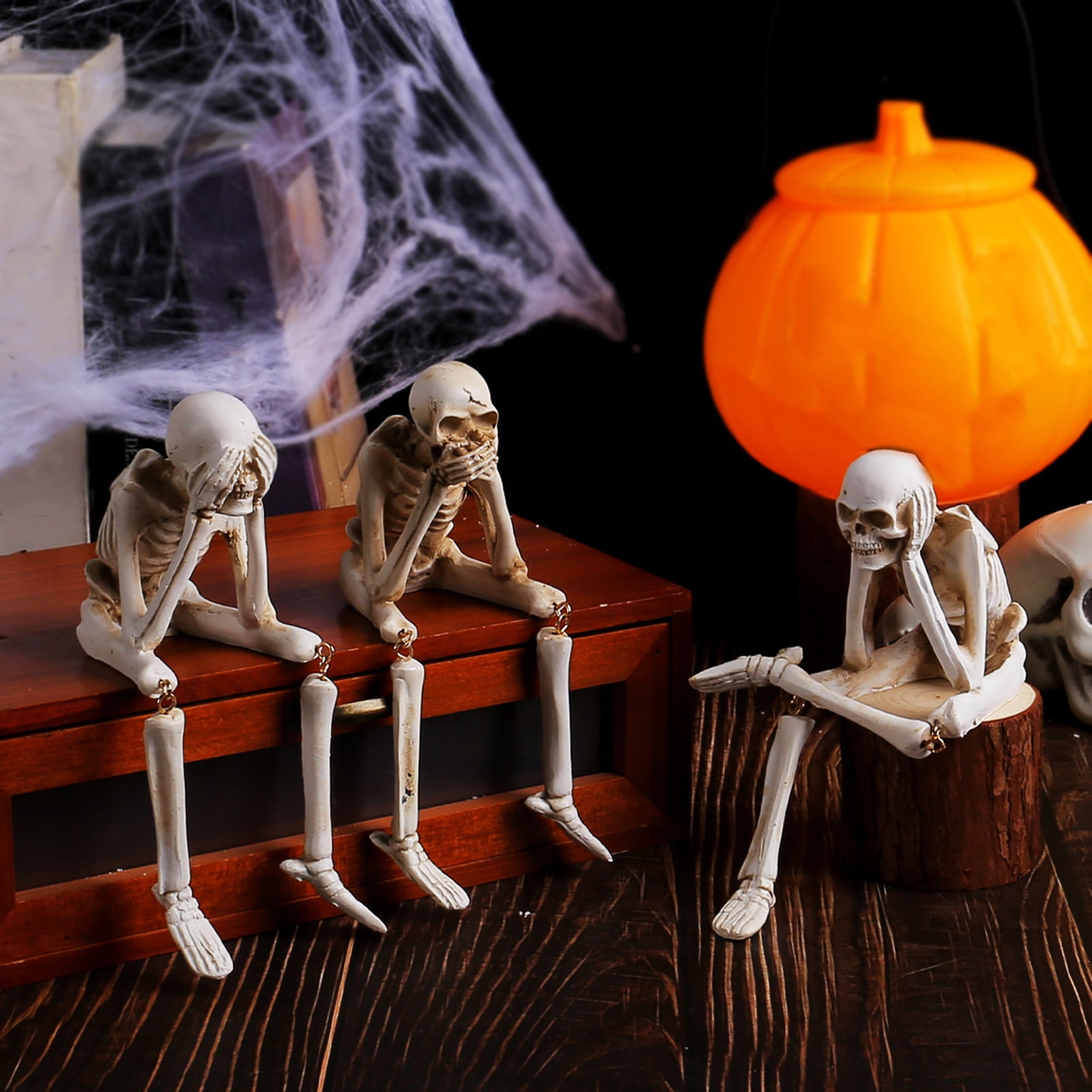 Dserhfy Skeleton Figurine Realistic Non-See Non-Speak Non-Hear Statues ...