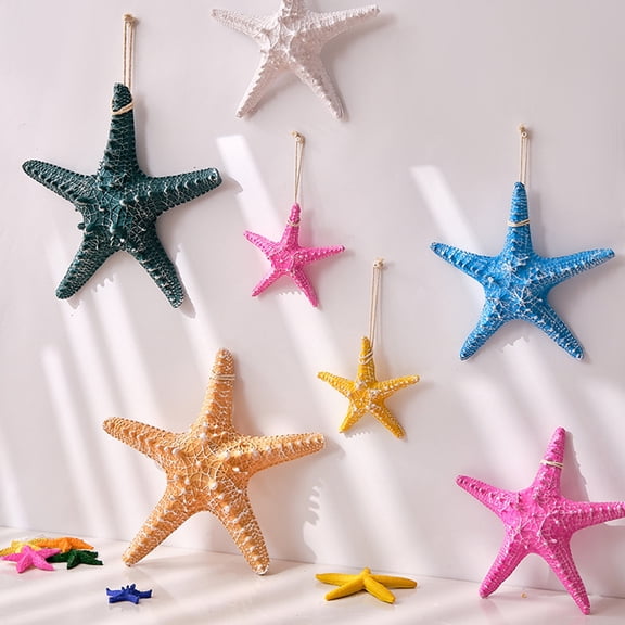 Dserhfy Starfish Hanging Decoration Coastal Starfish Ornament Beach Decor Resin Starfish Pendant for Home Bedroom Living Room Seaside Wedding Background Wall
