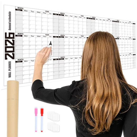 Dserhfy Super Large Wall Sticker 2026 Calendar Reusable Matte Whiteboard Home Work Planner Year-Round Planning Tool