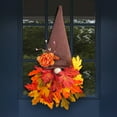 thumbnail image 1 of Dserhfy Thanksgiving Fall Gnome Wreath Pointed Hat Realistic Maple Leaves Flower Indoor Outdoor Wall Door Hanging Autumn Artificial Garland Harvest Festival Supplies, 1 of 7