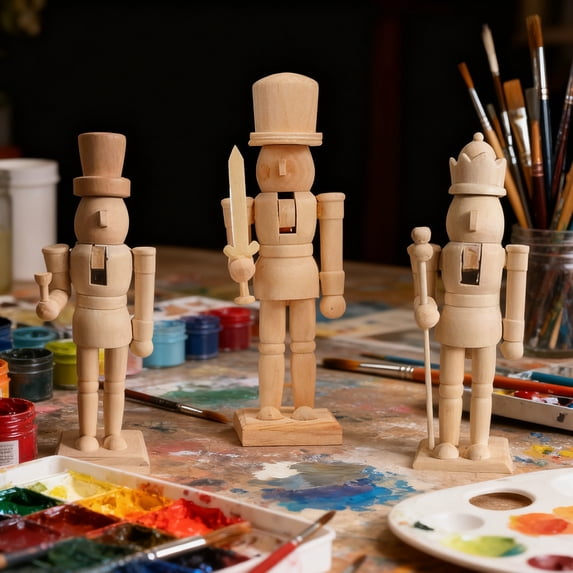 Dserhfy Unfinished Nutcracker Soldier Wooden DIY Nutcracker Figure Unpainted Nutcracker Soldier Figurine for Christmas Decoration Craft Project