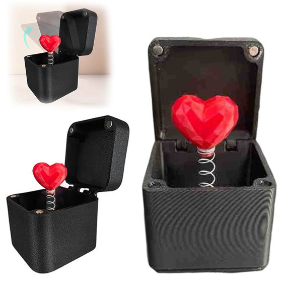 Dserhfy Valentine's Day Rose Gift Box Spring Popping Red Flower Love Heart in Case Desktop Decoration Teasing Couple Family Friends Tricky Props Gag Gift