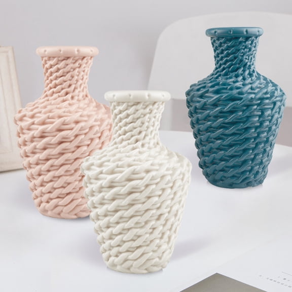 Dserhfy Vase Braided Decorating Non-Fading Modern Imitation Rattan Table Flower Arrangement Vase for Home