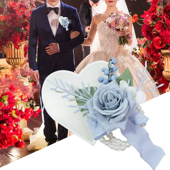 Dserhfy Wedding Corsage Romantic Handmade Cloth Prom Artificial Flower Wrist Bridal Corsage Wristlet Engagement Decor