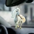 thumbnail image 1 of Dserhfy White Horse Christmas Ornaments 2D Flat Acrylic Running Horse Car Rear View Mirror Charm Auto Hanging Pendant for Holiday Home Tree Decor, 1 of 8