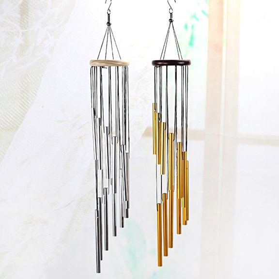 Dserhfy Wind Chime Exquisite Eye-catching Crisp Sound Decorative 12 Aluminum Tubes Hanging Ornament Home Decor