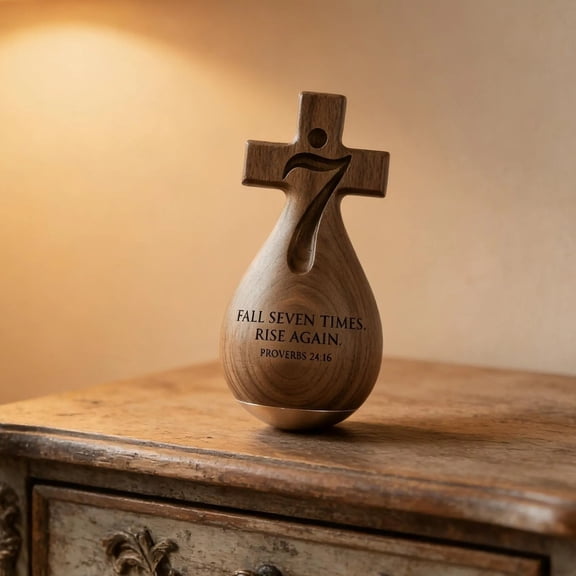 wutoase Wood Faithful Tabletop Ornament, Christian Inspirational Figurine, Desktop Decoration Religious Gift for Home Church Office