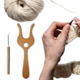 thumbnail image 1 of Dserhfy Wood Knitting Fork with Hook Hand Cut Lucet Cord Braiding Fork DIY Weaving Craft Tool for Crochet Drawstring And Scarves Making, 1 of 7