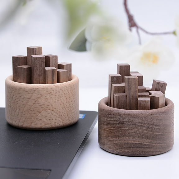Dserhfy Wooden Aromatherapy Diffuser Round Car Essential Oil Diffuser Natural Wood Stick Fragrance Expanding Base Home Office Desktop Decoration