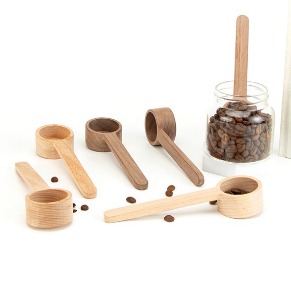 Dserhfy Wooden Coffee Spoon Ergonomic Short Long Handle Coffee Measuring Spoon Farmhouse Rustic Multifunctional Scoop Kitchen Gadgets