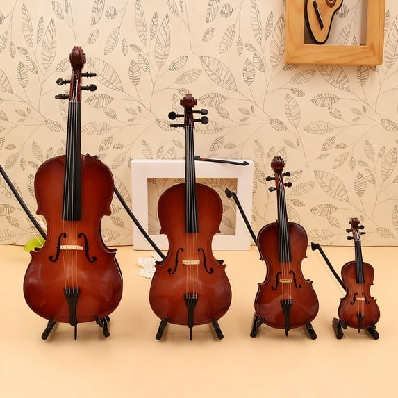 Dserhfy Wooden Mini Violin Model with Stand Playable Tiny Violin ...