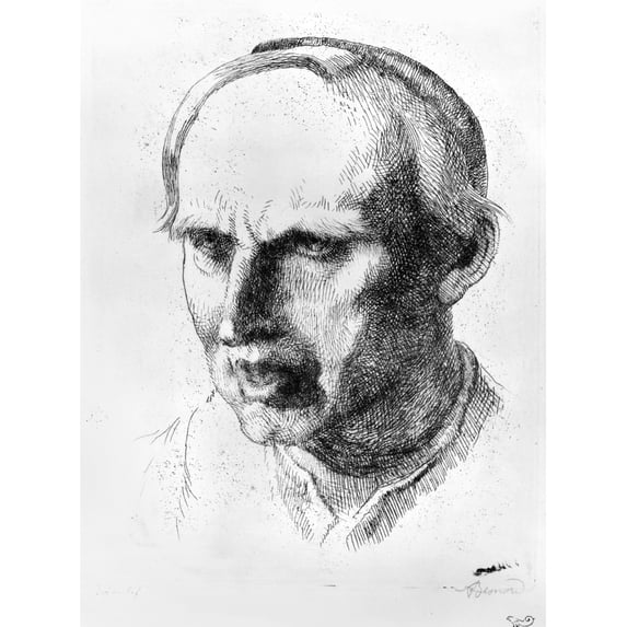 Dsir-Joseph Mercier N(1851-1926). Belgian Cardinal Of The Roman Catholic Church. Etching By Paul-Albert Besnard 1917.
