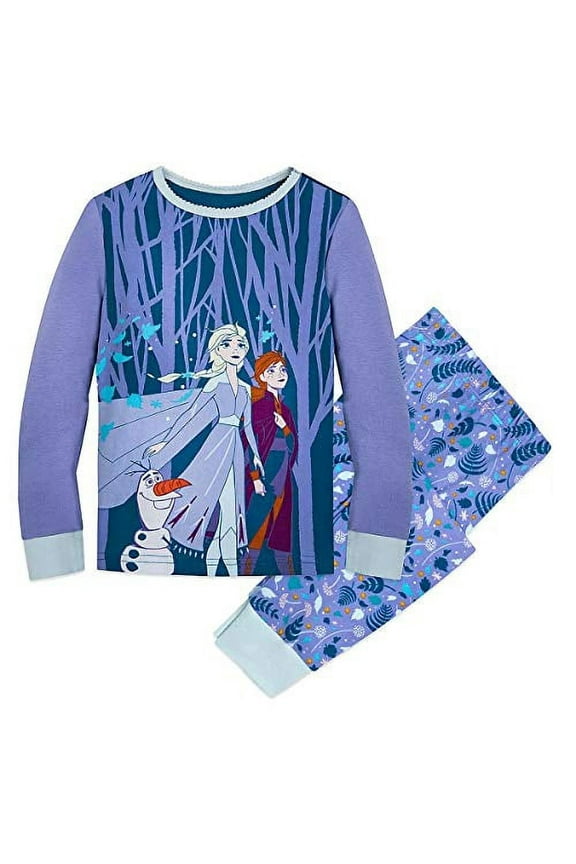Dsney Frozen II Anna, Elsa and Olaf Fall Foliage Cotton Pajama Set, Size 3