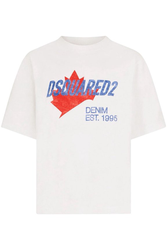 Crew Neck T-Shirt With Bold Maple Leaf Graphic (Men's)