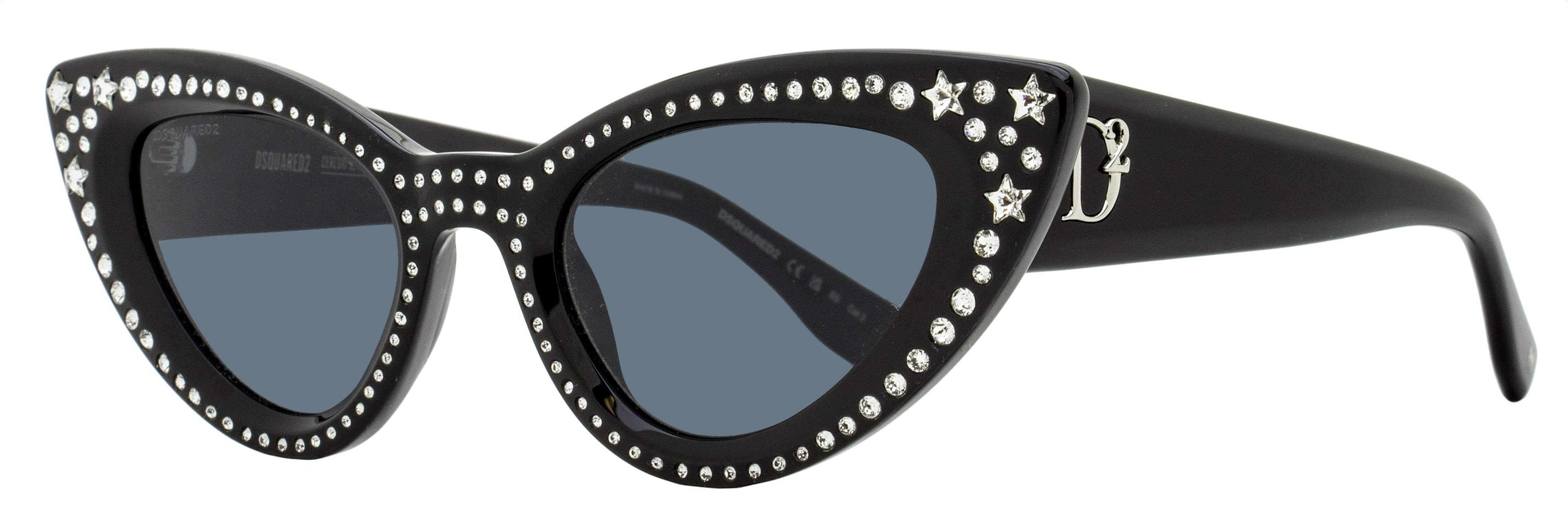 Dsquared2 Crystal Cat Eye Sunglasses D2 0092/N/S 807IR Black 51mm Occhiali da sole Dsquared2 D2 0092/N/S 807 Nero – Giulietti  main image 3