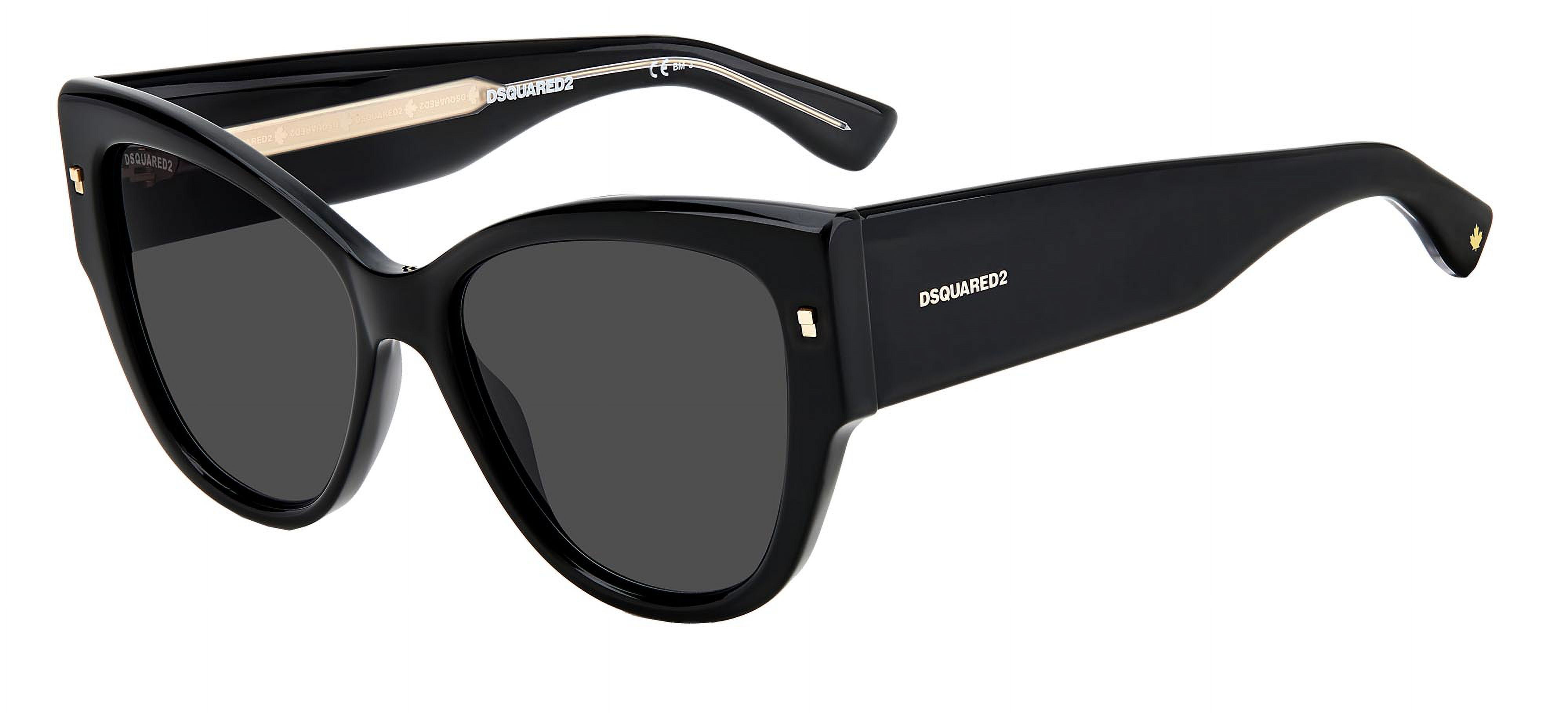 Luxury DSquared2 sunglasses BLACK  CATEYE Dsquared2 Black Cat-Eye Sunglasses with Silver Floral Accents main image 3